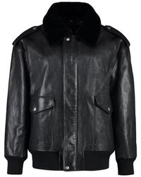 Prada - Removable Collar Leather Jacket - Lyst