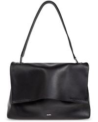 Max Mara - Logo Plaque Foldover Top Shoulder Bag - Lyst