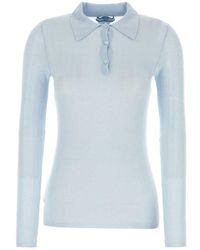 Prada - Pastel Light Cashmere Blend Polo Shirt - Lyst
