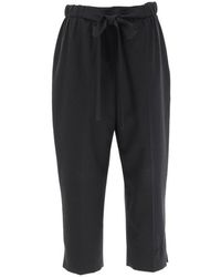 Prada Tie-waist Cropped Trousers - Black