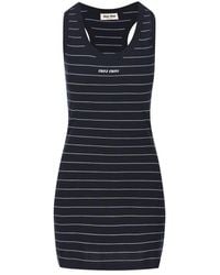 Miu Miu - Striped Sleeveless Mini Dress - Lyst