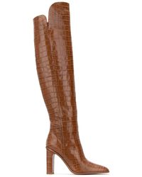 Max Mara Embossed Knee High Boots - Brown