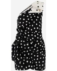Saint Laurent - One-shoulder Bow Mini Dress - Lyst