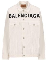 Balenciaga - Denim Jacket With Logo - Lyst