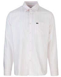 Lacoste - Camicia Oxford A Righe Regular Fit - Lyst
