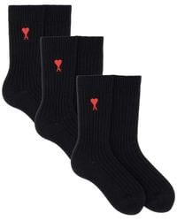 Ami Paris - Set Of Three Socks With Logo Unisex - Lyst