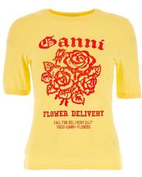 Ganni - Graphic Printed Crewneck T-shirt - Lyst