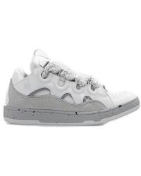 Lanvin - Curb Leather And Mesh Low-top Trainers - Lyst