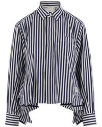 Sacai - Cotton Shirt With Striped Pattern - Lyst