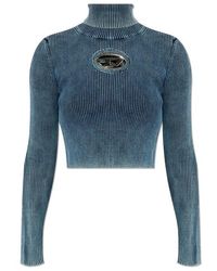 DIESEL - M-anchor-a Cut-out Knit Cropped Top - Lyst