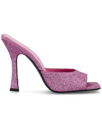 The Attico - Glittered High-heeled Open-toe Mules - Lyst