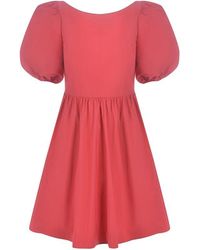 RED Valentino - Red Puff Sleeved Round Neck Mini Dress - Lyst