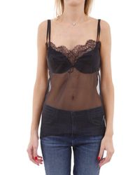 Valentino Lace Trim Sheer Camisole - Black