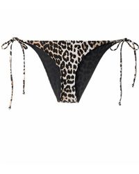 Ganni - Leopard-print Bikini Bottoms - Lyst