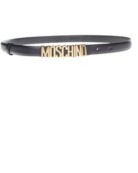 Moschino Logo Lettering Buckle Belt - White
