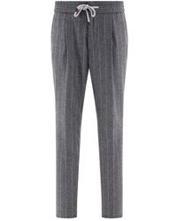 Brunello Cucinelli - Striped Drawstring Trousers - Lyst