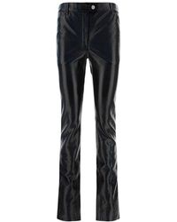 Courreges - Logo Embossed Faux-leather Slim Pants - Lyst