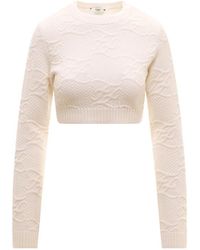 Fendi Long Sleeved Cropped Top - White