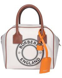 Burberry Cube Graphic Logo Small Tote Bag - White