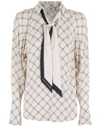 Elisabetta Franchi - Diamond Printed Georgette Blouse - Lyst