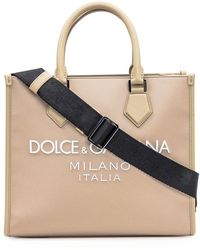 Dolce & Gabbana - Logo Printed Top Handle Tote Bag - Lyst