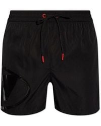 DIESEL - Swim Shorts With Shiny Oval D Logo - Lyst