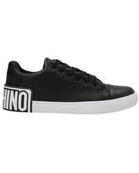 Moschino Logo Embossed Lace-up Trainers - Black
