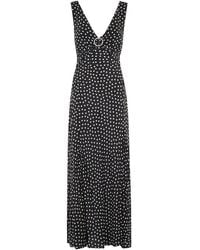 RIXO London - Federica Spot Printed V-Neck Midi Dress - Lyst