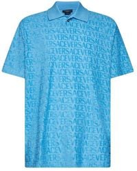 Versace - Logo Embroidered Cotton Polo Shirt - Lyst