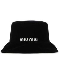 Miu Miu - Logo Embroidered Bucket Hat - Lyst
