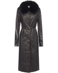 Saks Potts Charlot Fox-fur Collar Lambskin Coat - Black
