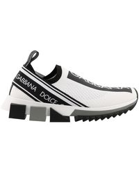 Dolce & Gabbana Stretch Mesh Sorrento Sneakers With Logotape Detailing - White