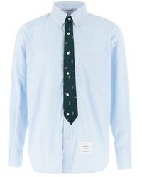 Thom Browne - Paisley Jacquard Tie Straight Fit Shirt - Lyst