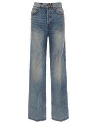Zimmermann - High-waist Wide-leg Logo Patch Jeans - Lyst