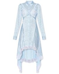 Burberry - Light Blue Dress With Crinkled Effect - Lyst