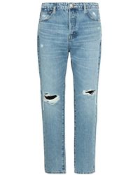 FRAME - Distressed Straight-leg Jeans - Lyst