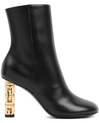 Givenchy - 4g Cube Heel Pointy Ankle Boot In Black Leather - Lyst