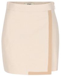 Fendi - High-waist Satin Trim Mini Skirt - Lyst