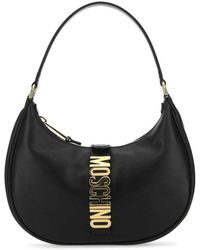 Moschino Lettering Logo Plaque Tote Bag - Black
