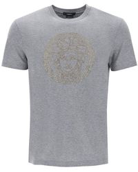 Versace - Rhinestones Medusa T Shirt - Lyst