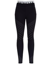 Moncler - leggings In Elastic Fabric With Logo - Lyst