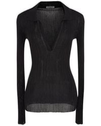 DURAZZI MILANO - V-Neck Straight Hem Knitted Top - Lyst
