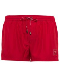 Dolce & Gabbana Logo Detailed Drawstring Swim Shorts - Red