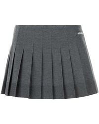 Miu Miu - Dark Silk Blend Mini Skirt - Lyst