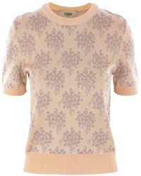 Fendi - Floral Detailed Knit T-Shirt - Lyst