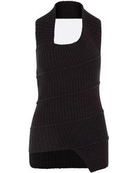 MM6 by Maison Martin Margiela - Cut Out Detailed Asymmetric Knitted Top - Lyst