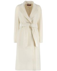 Max Mara Studio - Double-breasted Belted Coat - Lyst