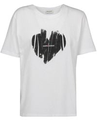 Saint Laurent Logo Printed Crewneck T-shirt - Gray