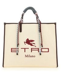 Etro - Logo Embroidered Top Handle Bag - Lyst