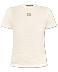 Gucci - Logo Embellished Crewneck T-shirt - Lyst